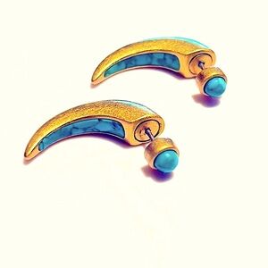 🦋NWOT🦋PAMELA🦋LOVE🦋EARRINGS🦋14k Gold Plated w/Inlay Turquoise🦋